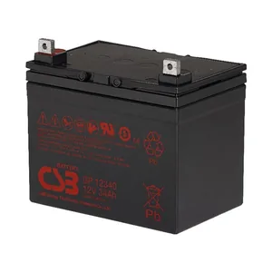 GP12340 CSB电池12V34Ah适用于安防报警主机的后备供电，应急照明及疏散指示灯，医疗监护仪、输液泵的备用电力，门禁控制与楼宇对讲设备
