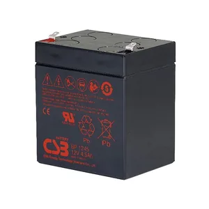 GP1245 CSB电池12V4.5Ah适用于安防报警系统备用电力，紧急照明与逃生指示装置，医疗设备如监护仪、输液泵的后备供电，门禁系统与楼宇对讲设备