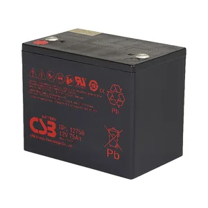 GPL12750 CSB电池12V75Ah适用于安防报警主机的后备供电，应急照明及疏散指示灯，医疗监护仪、输液泵的备用电源，门禁系统与楼宇对讲设备